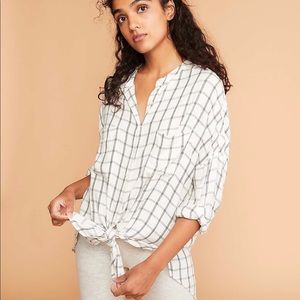 Loft Lou & Grey Plaid Tie Front Shirt